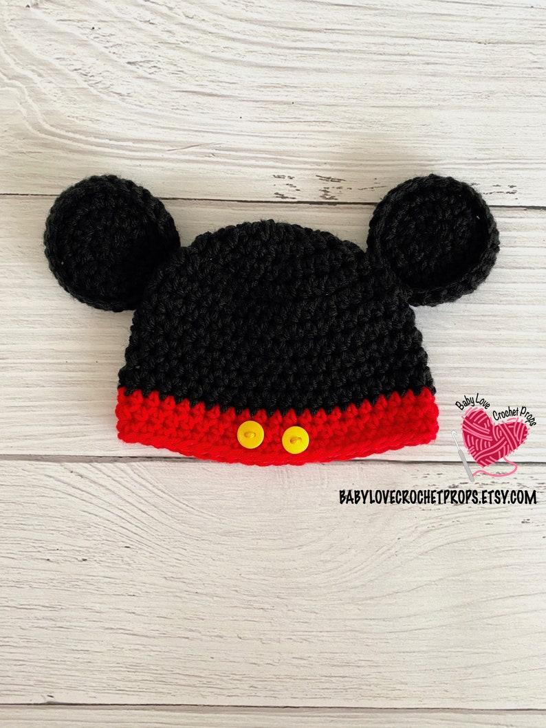 Disney Mickey Mouse Ears Infant Newborn Baby Outfit Beanie Hat Etsy