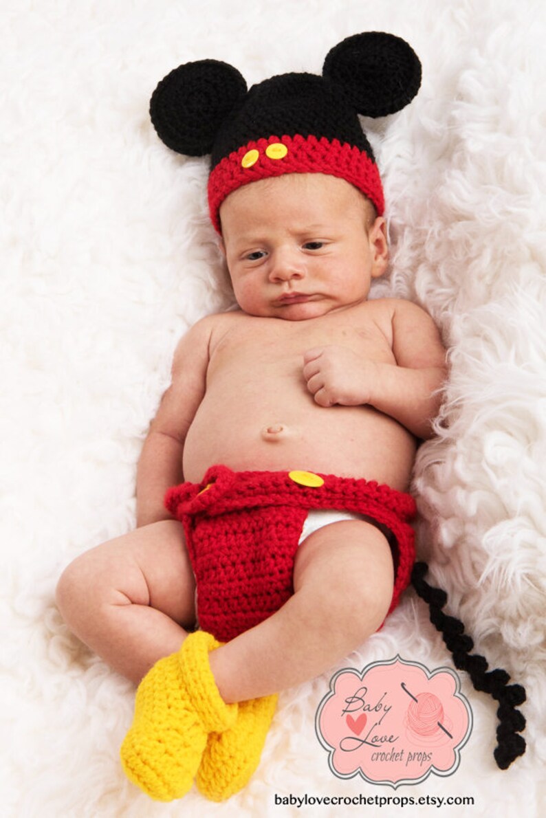 Disney Mickey Mouse Ears Infant Newborn Baby Outfit Beanie Hat Etsy