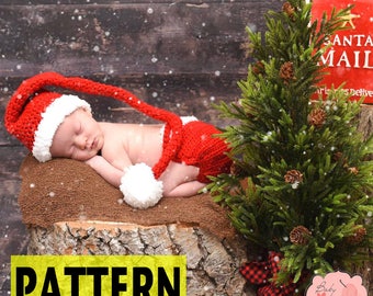 PATTERN ONLY Santa Claus Christmas Xmas Infant Newborn Baby Outfit Beanie Hat Diaper Cover Crochet Photography Photo Prop