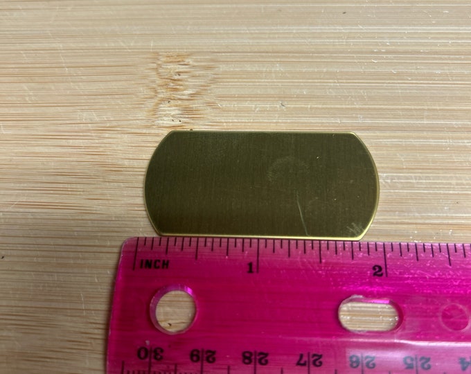 2”x1” Gold Brass Rectangle With Rounded Edges - Engraved Plate (adhesive backing)