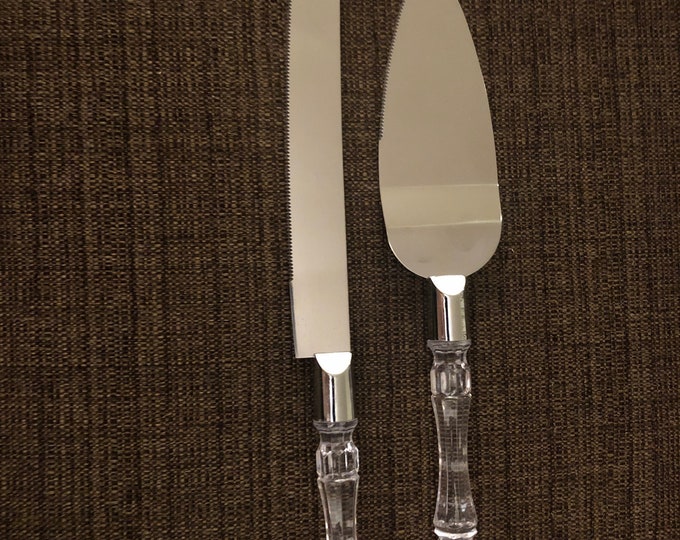 acrylic handled Engraved Knife and Server Set