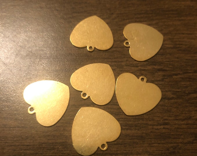 Brass heart Stamping Blanks (set of 6)