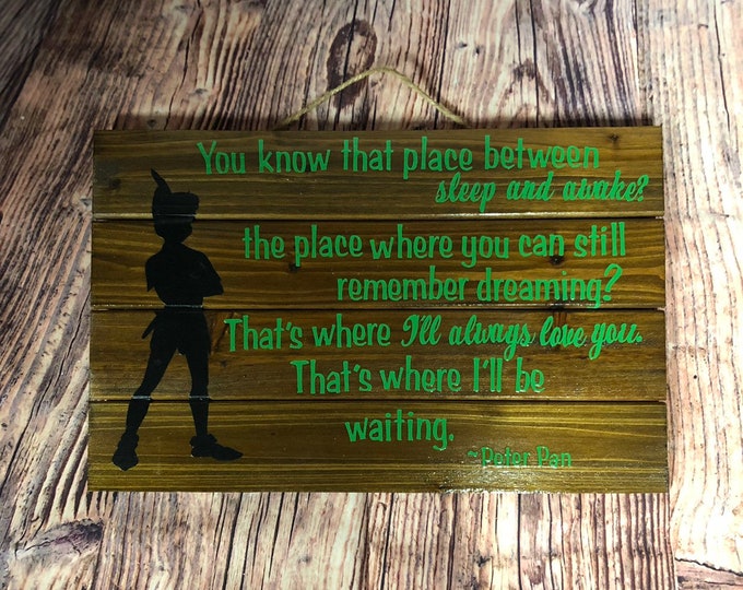 Wooden Pallet Sign - Peter Pan Quote