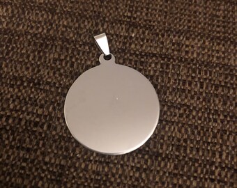 1.25” Round pendant charm (silver plated stainless steel)