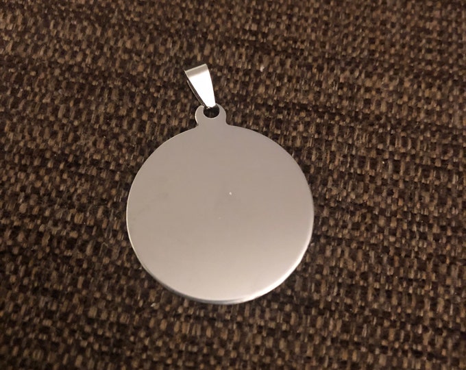 1.25” Round pendant charm (silver plated stainless steel)