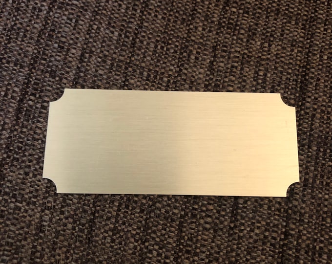 2.5”x1” Gold Aluminum Rectangle with cut out corners - Engraved Plate (adhesive backing)