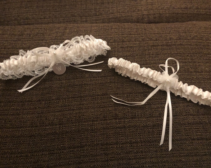 Cream wedding garter set (personalized)