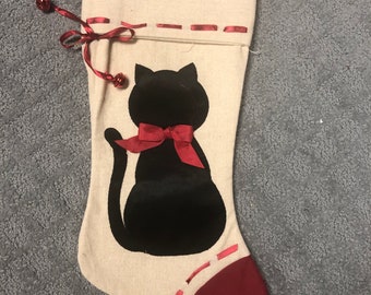 Personalized cat Stocking - Cat silhouette