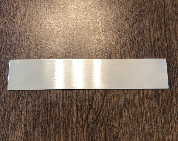 4”x0.75” Silver Aluminum Rectangle - Engraved Plate (adhesive backing)