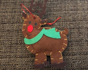 Engraved Christmas Tree Ornament (felt reindeer)