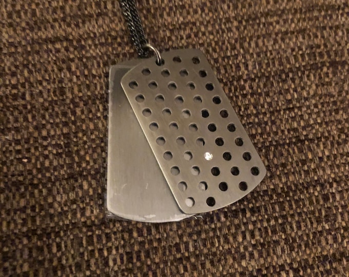 Double dog Tag with crystal