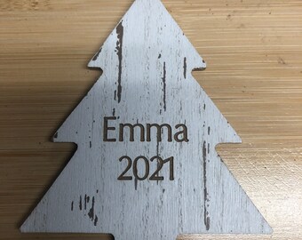 Engraved Christmas Tree Ornament (wooden tree)