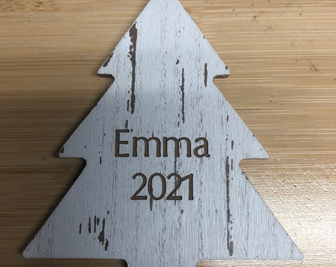 Engraved Christmas Tree Ornament (wooden tree)