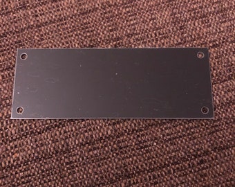 4”x1.5” Black Aluminum Rectangle with nail holes (writing is gold) - Engraved Plate (adhesive backing)