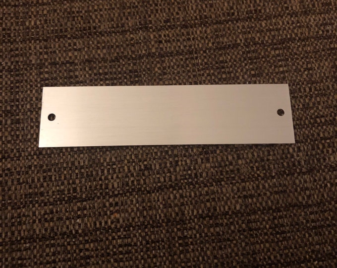 4”x1” Silver Aluminum Rectangle with nail holes - Engraved Plate (adhesive backing)