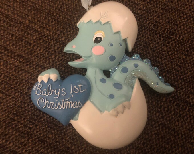 Engraved Christmas Tree Ornament (Dino Baby’s 1st Christmas)