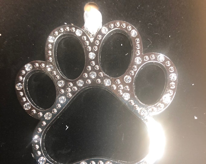 Engraved Christmas Tree Ornament (Rhinestone paw print)