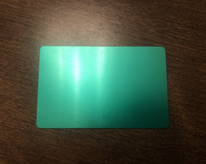 3.4”x2” green Aluminum Rectangle with rounded corners (writing is silver) - Engraved Plate (adhesive backing)