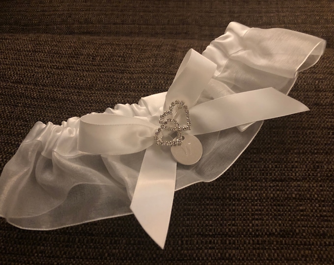 Double Heart wedding garter (personalized)