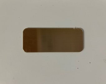 2.5”x1” Gold Aluminum Rectangle with rounded corners - Engraved Plate (adhesive backing)