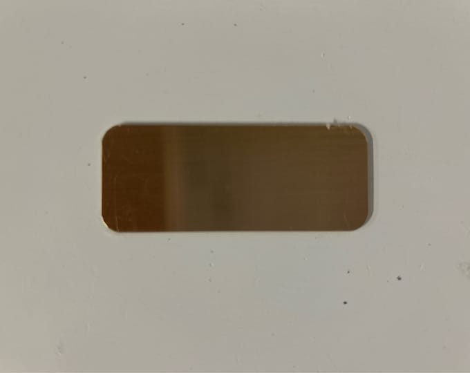 2.5”x1” Gold Aluminum Rectangle with rounded corners - Engraved Plate (adhesive backing)