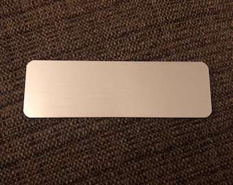 4”x1.25” Silver Aluminum Rectangle with rounded corners - Engraved Plate (adhesive backing)