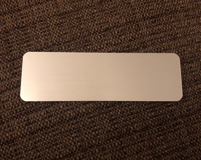 4”x1.25” Silver Aluminum Rectangle with rounded corners - Engraved Plate (adhesive backing)