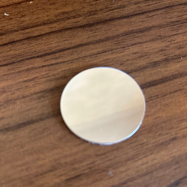 1.25” diameter silver circle -  Engraved Plate (adhesive backing)