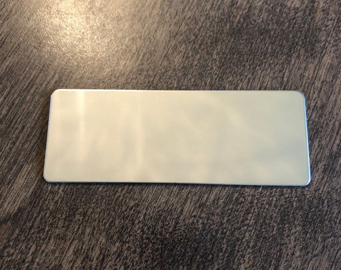 3.75”x1.5” Silver Rectangle With Rounded Edges - Engraved Plate (adhesive backing)