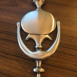 Engraved brass/brushed nickel door knocker