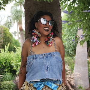 BEEN BLK_365 Ankara Fringe on Leather Earrings