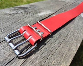 Durable black/Red/Blue handmade leather belt