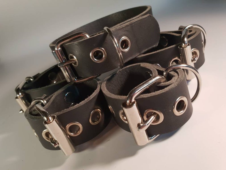 leather wrist and ankle cuffs
