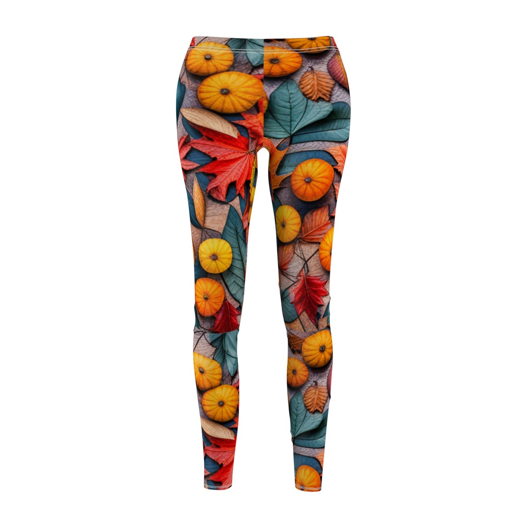 Autumn Harvest Pumpkin and Leaf Print Leggings Women's - Etsy