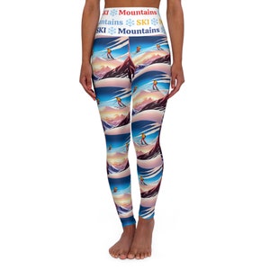 SKI Leggings, Womens Leggings, Winter Leggings, High Waisted Yoga Leggings