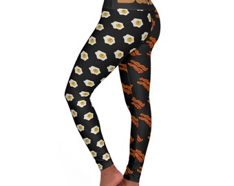 Eggs and Bacon Leggings, Womens Bacon and Eggs Yoga Pants