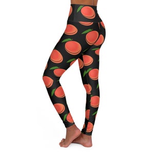 Peach Leggings, Fruit Bottoms, Peach Pants, High Waisted Yoga Leggings