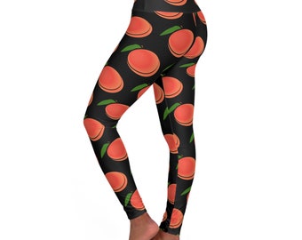 Peach Leggings, Fruit Bottoms, Peach Pants, High Waisted Yoga Leggings