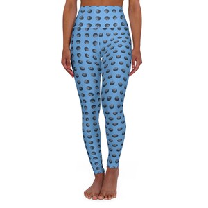 Blueberry Yoga Leggings, High Waisted Athletic Pants, Workout Tights, Fitness Leggings, Stretchy Activewear, Gym Bottoms