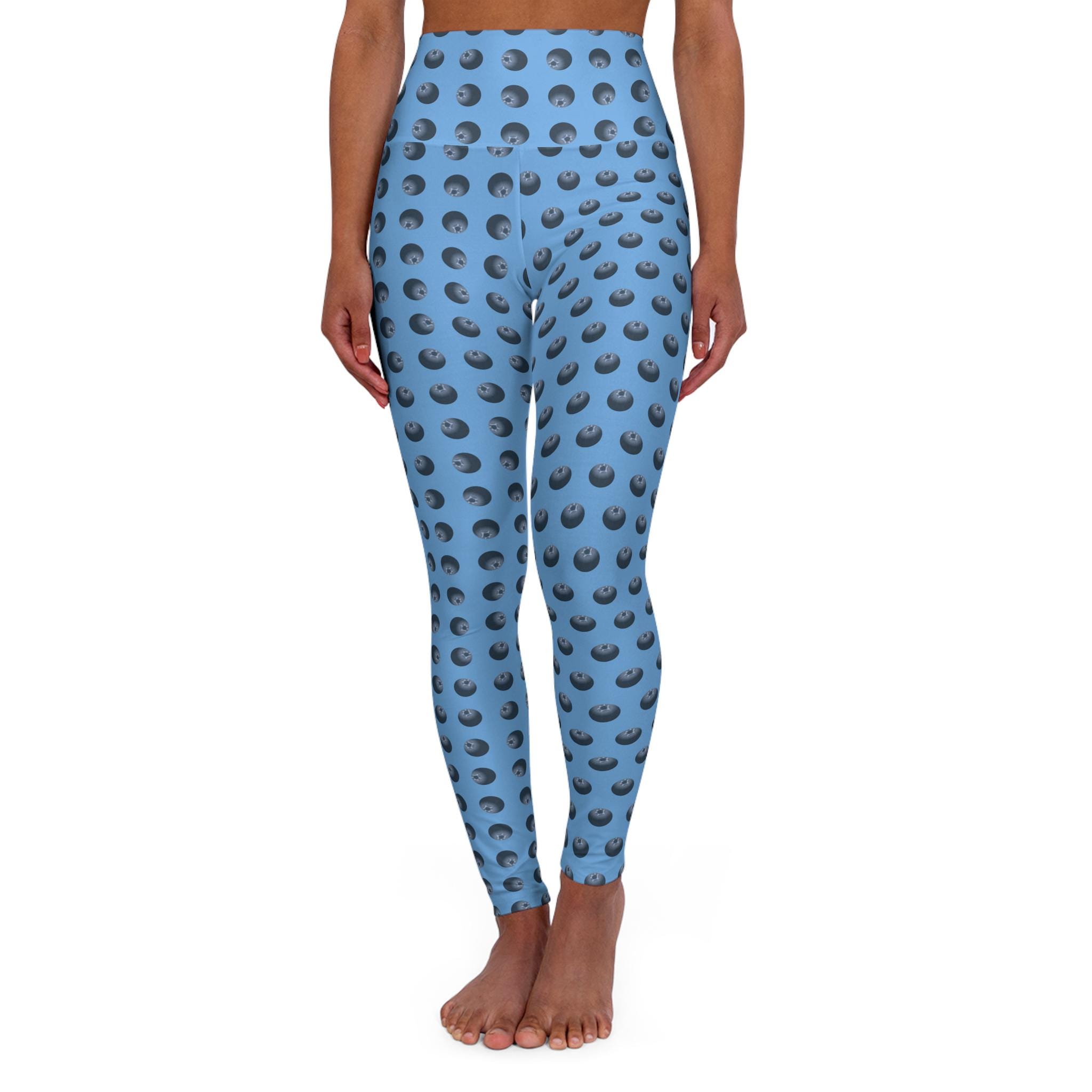 Blueberry Yoga Leggings, High Waisted Athletic Pants, Workout Tights, Fitness Leggings, Stretchy Activewear, Gym Bottoms