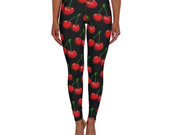 Cherry Leggings, Cherry Pants, Women&#39;s Spandex Leggings (AOP)