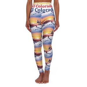 I love to Ski Leggings, Outdoor legging, Fitness Leggings, High Waisted Yoga Leggings, Gift for her