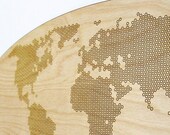 Geometric Hexagon World Map Wall Art, Wall Decor, Home Decor 58 x 25 cm