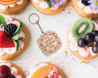 Floral Wreath Plywood Keyring - Having a Mental Bakedown