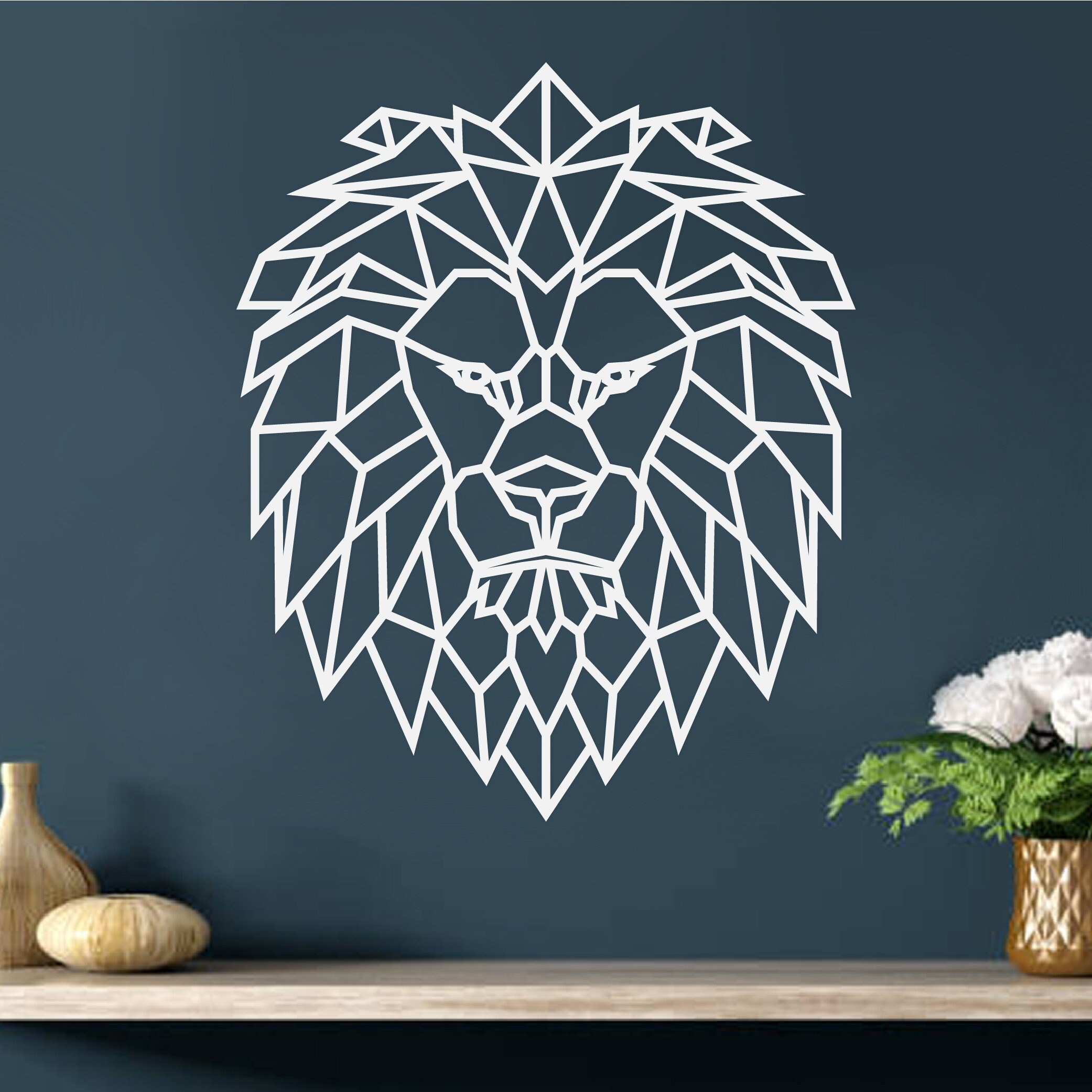 Geometric Lion Wall Art Wall Decor Home Decor Polygon Art Etsy