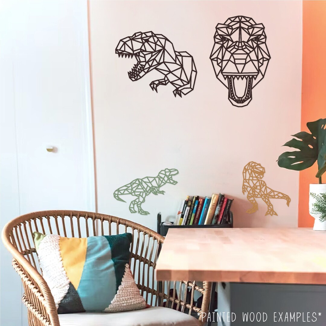 Geometric Trex Dinosaur Wall Art Poly T Rex, Wall Decor, Wall Hanging