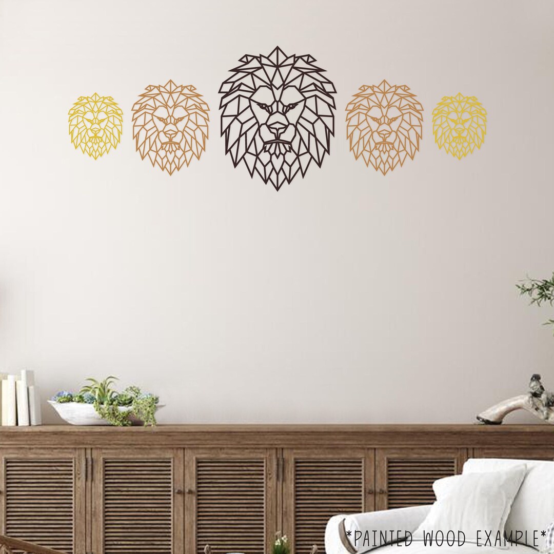 Geometric Lion Wall Art Wall Decor Home Decor Polygon Art Etsy