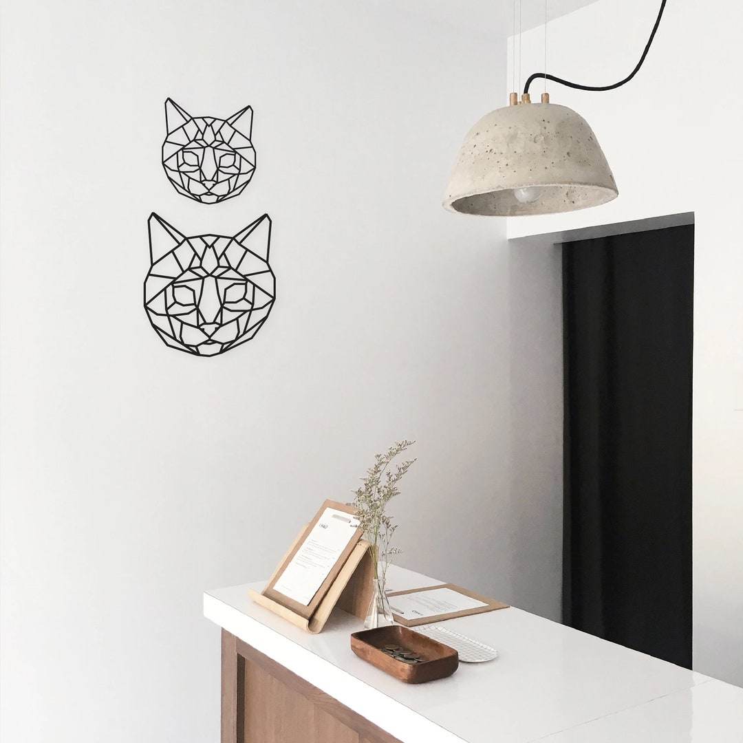 Geometric Cat Wall Art Polygon Art Wall Decor Home Decor Etsy