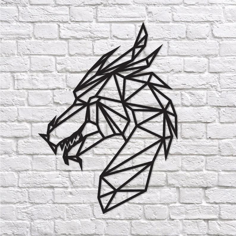 Geometric Animal Head Unicorn /& Dragon Contemporary Wall Art Modern Design