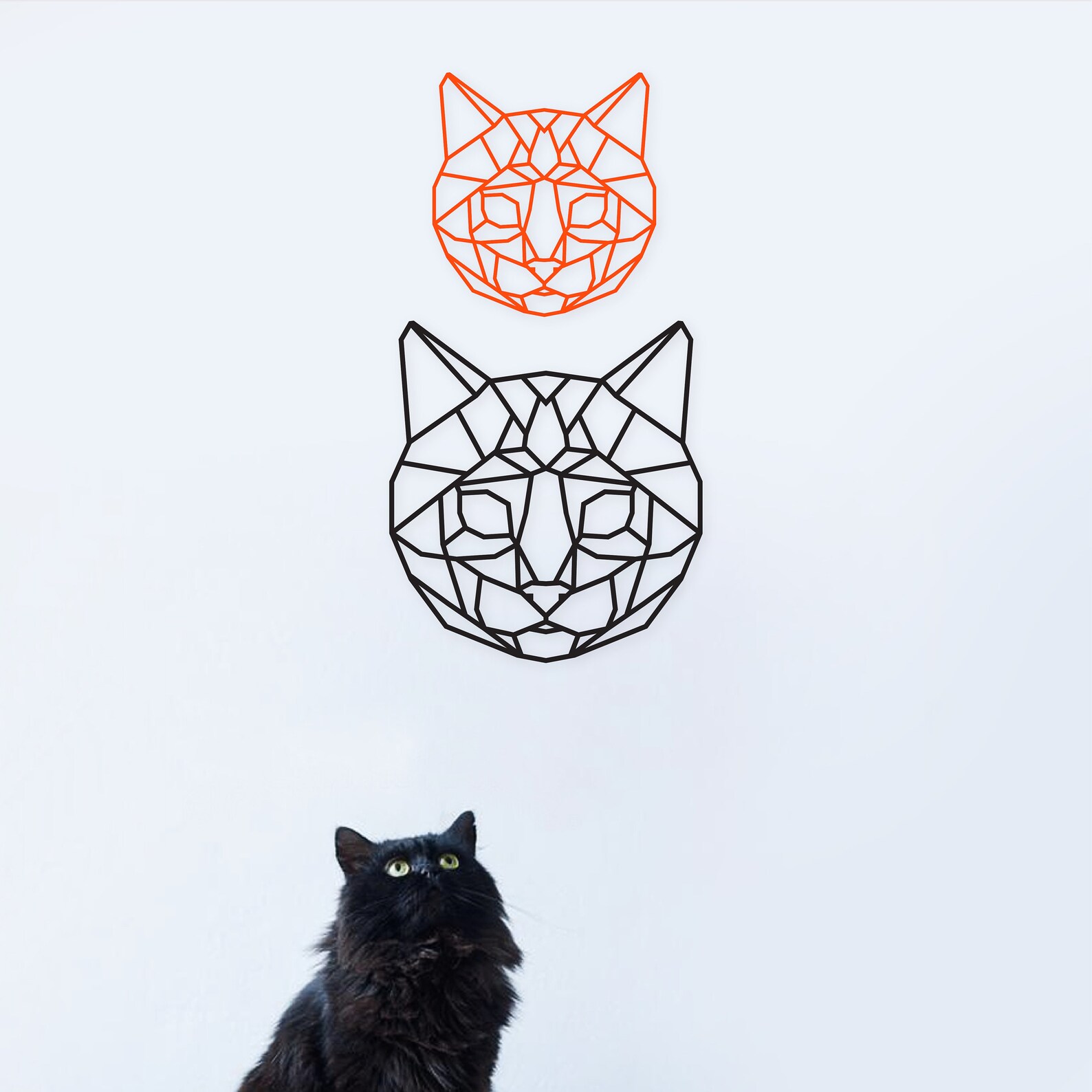 Geometric Cat Wall Art Polygon Art Wall Decor Home Decor Etsy